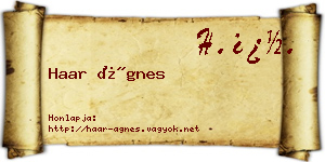 Haar Ágnes névjegykártya